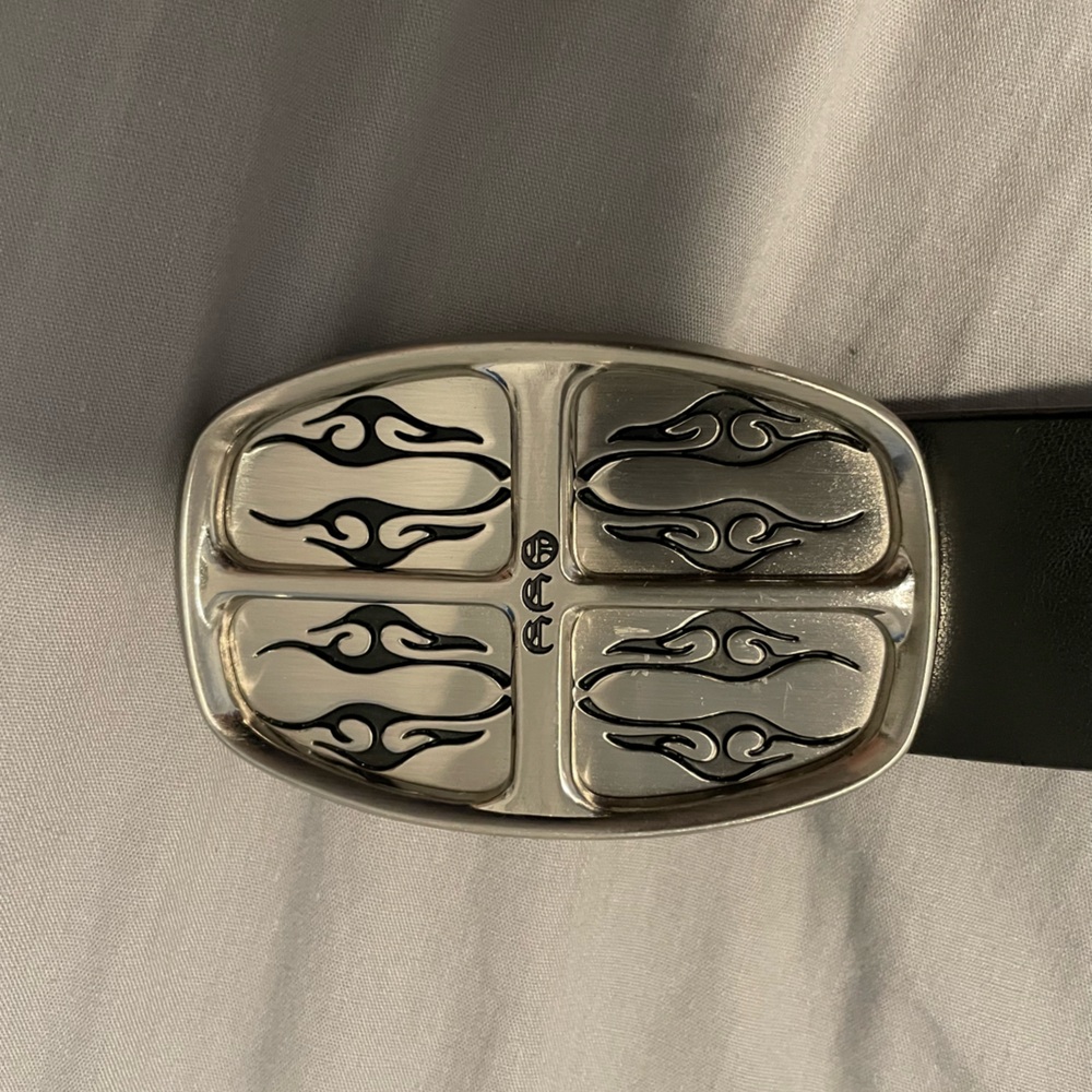 Silver and Black Orange County Choppers Men’s Leather Belt